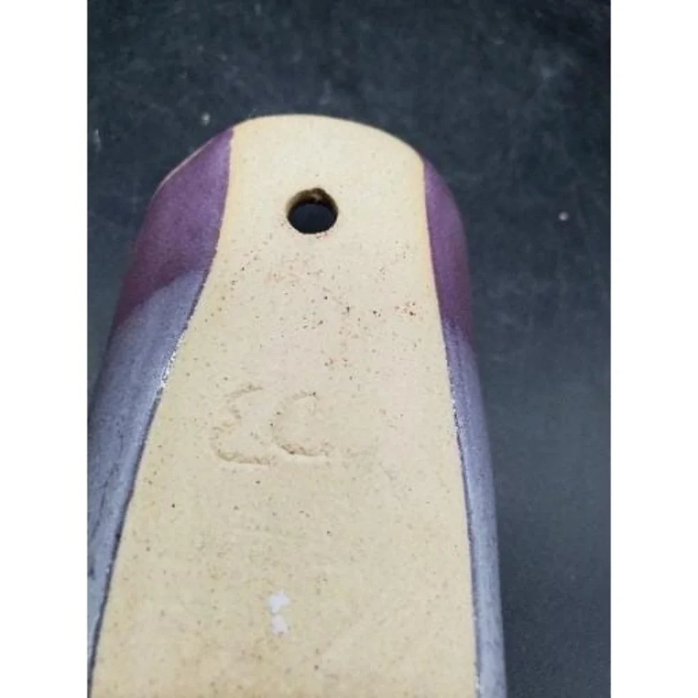 Handmade Studio Art Pottery Purple Lavender Wall Pocket Vase 8